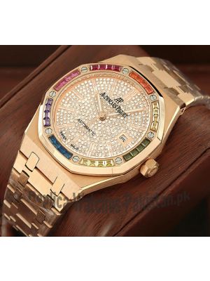 Audemars Piguet Royal Oak Diamond Dial Gem Bezel Watch  Price in Pakistan