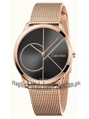 Calvin Klein Mens Minimal Rose Gold Toned Mesh  Bracelet Watch Price in Pakistan