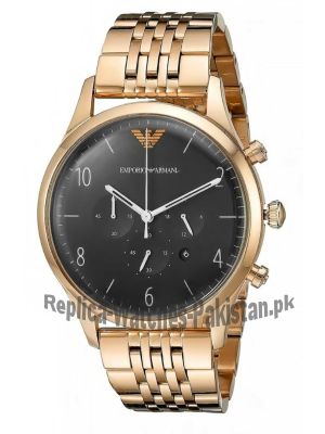 Emporio Armani Men's RoseGold Black Dial Watch Price in Pakistan