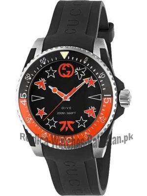 Gucci Dive Limited Edition Black Dial Black Rubber Strap Watch Price in Pakistan