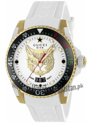 Gucci Dive White Dial 40mm Rubber Strap Men's Watch Price in Pakistan