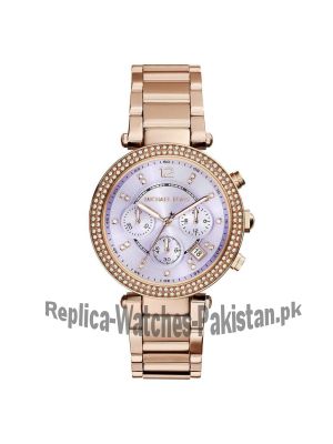 Michael Kors Women's Rose Gold Tone Purple Dial Chrono Watch Price in Pakistan