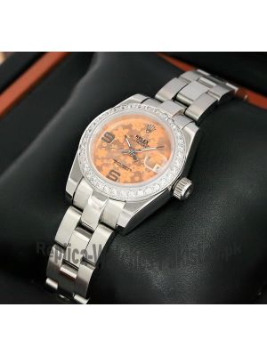 Rolex Datejust Lady Floral Arabic Dial Diamond Bezel Watch Price in Pakistan