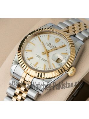 Rolex Oyster Perpetual Datejust  Two Tone White Dial Watch  Price in Pakistan