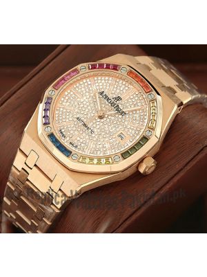 Audemars Piguet Royal Oak Diamond Dial Gem Bezel Watch  Price in Pakistan