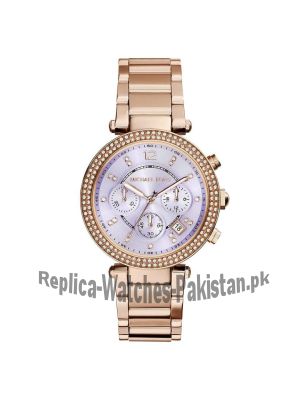 Michael Kors Women's Rose Gold Tone Purple Dial Chrono Watch Price in Pakistan