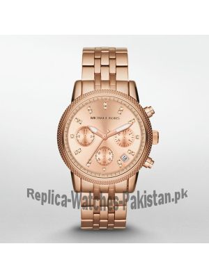 Michael Kors Rose Gold tone Ritz Chronograph Glitz Ladies Watch Price in Pakistan