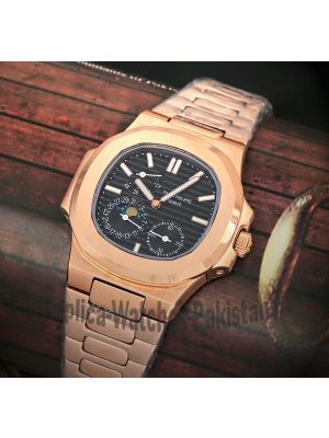 Patek Philippe Nautilus Black Dial Rose Gold Watch Price in Pakistan