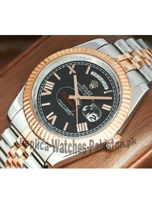 Rolex Day-Date Black Roman Dial Two Tone Watch 2021 Price in Pakistan