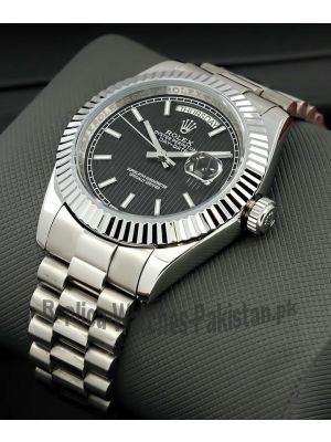 Rolex Day-Date  Black Stripe Motif Index Dial Watch Price in Pakistan