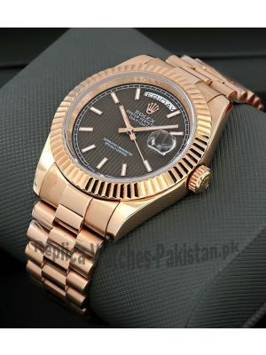 Rolex Day-Date Brown Stripe Dial Rose Gold Watch Price in Pakistan