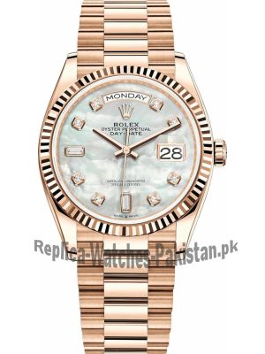 Rolex Day Date Everose Gold 128235 MOP Diamond Watch Price in Pakistan