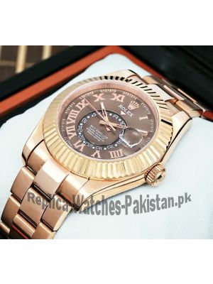 Rolex Sky-Dweller Chocolate Dial Rose Gold Mens Watch Price in Pakistan