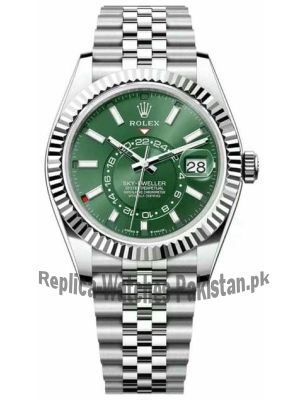 Rolex Sky-Dweller Mint Green Index Dial Jubilee Bracelet Watch Price in Pakistan